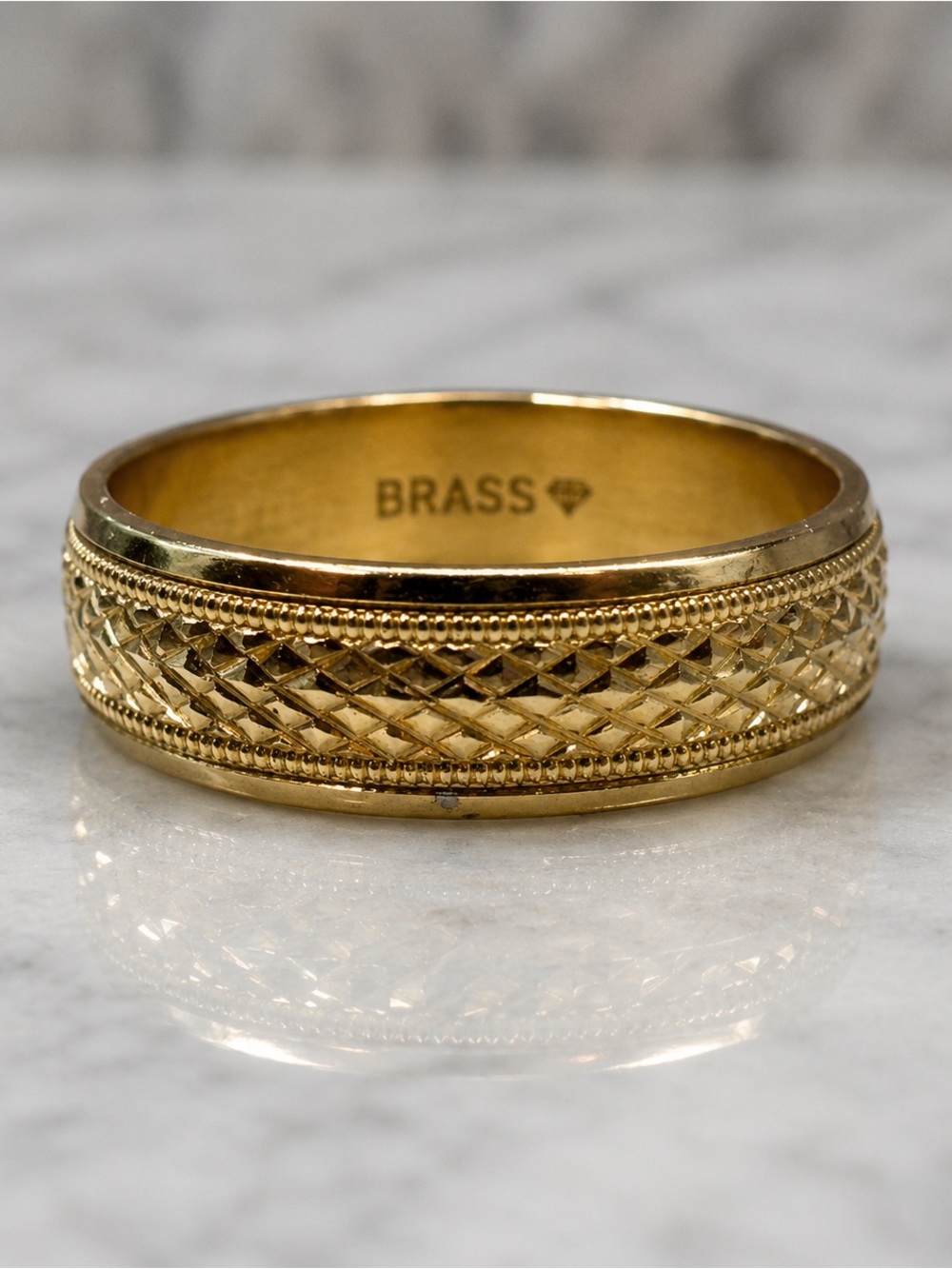 Gold Textured Brass Band Ring wedding band size 10